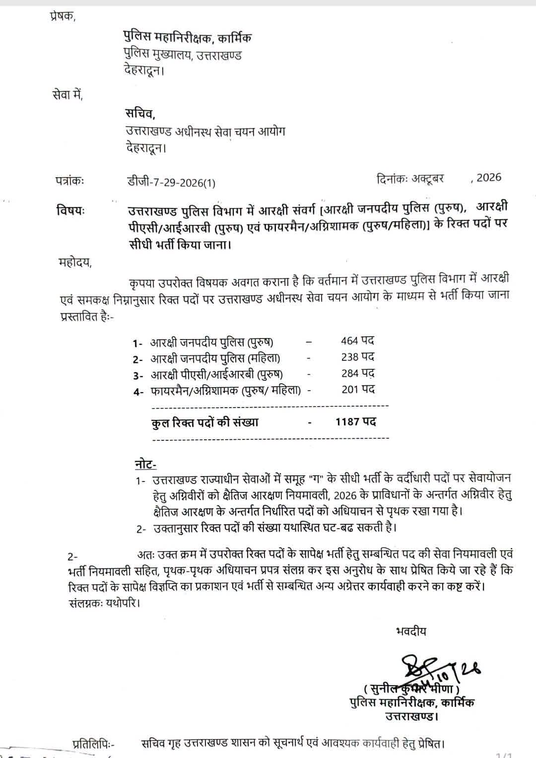 Uttarakhand: उत्तराखंड पुलिस में आरक्षी और फायरमैन के रिक्त पदों पर होगी सीधी भर्ती
